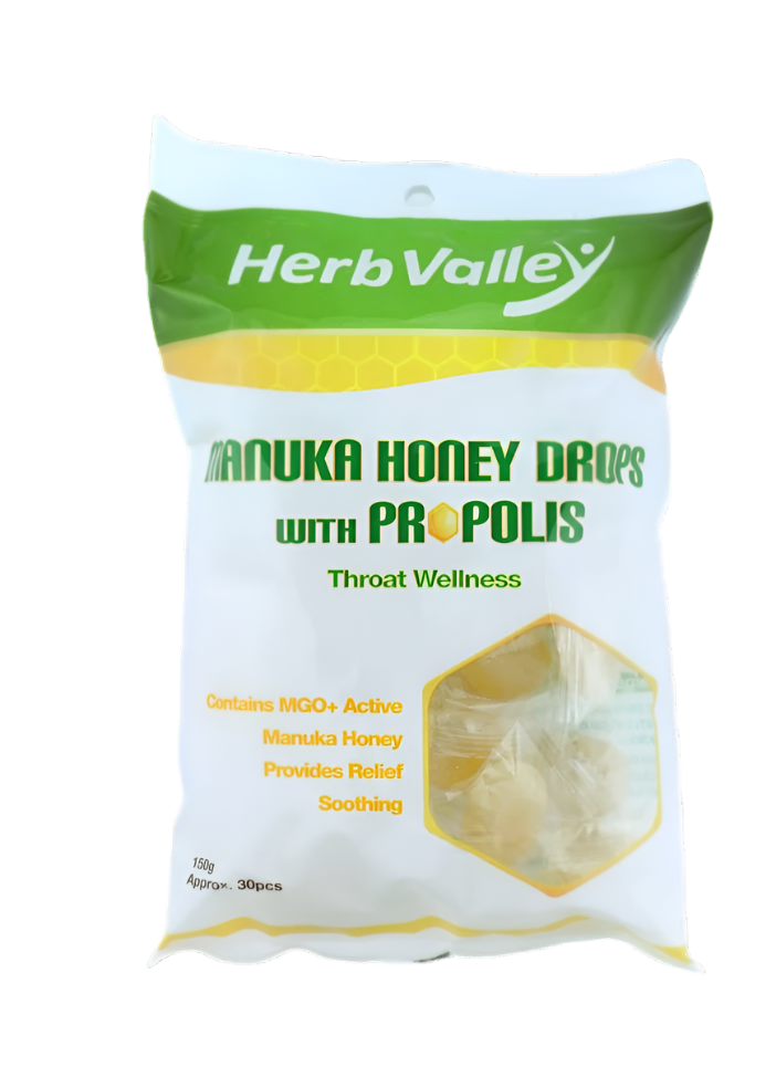 Australian Manuka Honey Drops Lozenges Candies with Propolis in 150-gram with approximate 30 pieces in each packet
